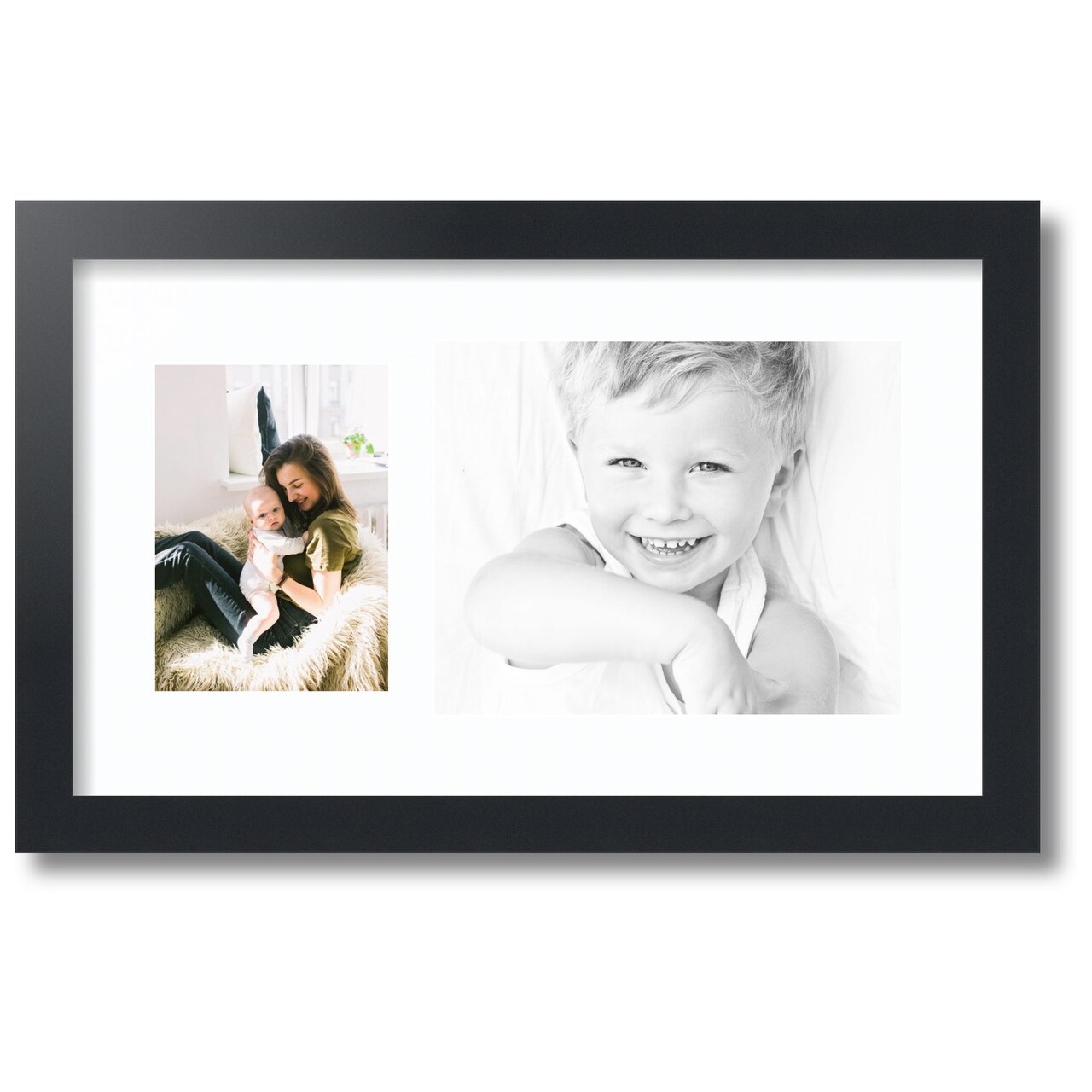 ArtToFrames Collage Photo Picture Frame with 1 - 5x7, 8x10 inch Openings, Framed in Black with Over 62 Mat Color Options and Regular Glass (CSM-3926-166)
